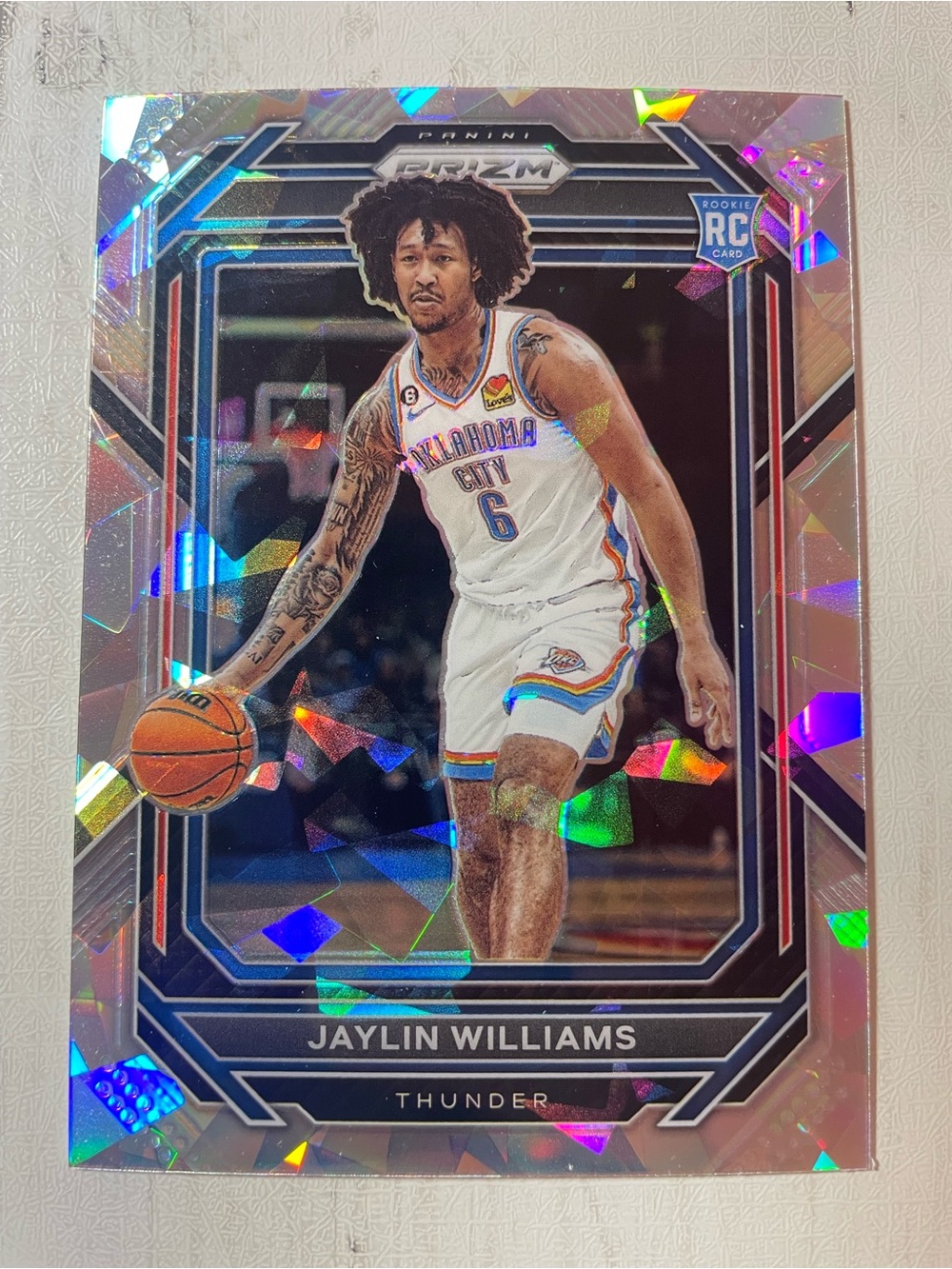 2022-23 Prizm Basketball Jaylin Williams Silver Cracked Ice Rookie #247 Thunder